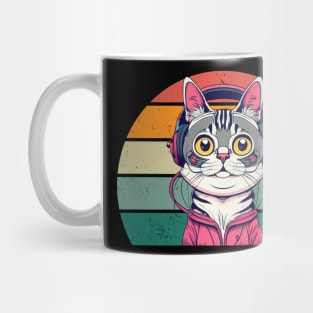 Cute cat wearing headphones Mug